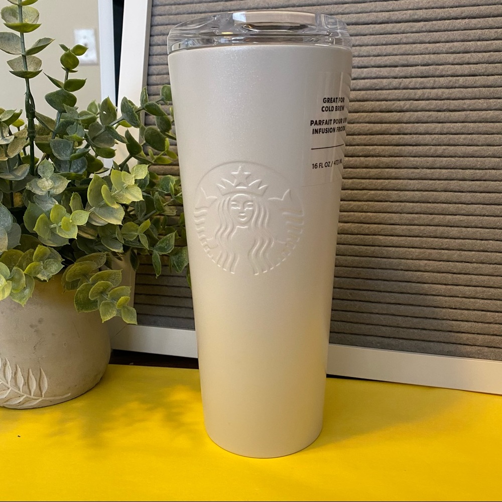 🍀 Starbucks Pearl White Stainless Tumbler